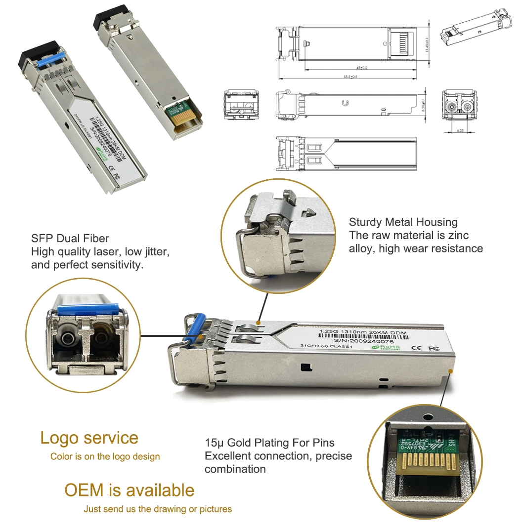 SFP Module Bidirectional 1.25gbs Optical Transceiver